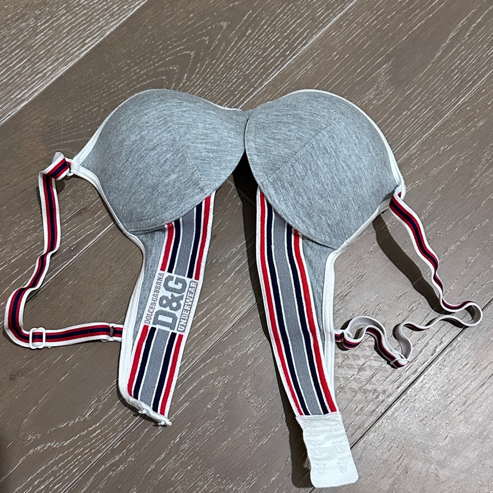 D&G Dolce & Gabbana Underwear Bra Grey/Striped Size 34B